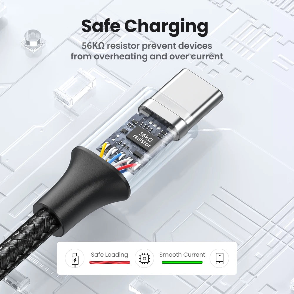 Câble USB C - Charge rapide 3A en Nylon Tressé